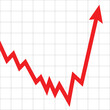 red arrow rebound going up forex stock graph breaking up after down trend economic boom financial profit business grow