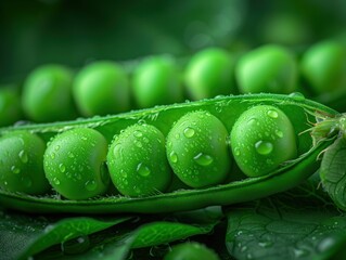 Wall Mural - food background pea pods close up