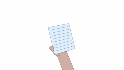 Fototapete - Holding business paper line 2D character hand animation. Office paperwork organization flat color cartoon 4K video, alpha channel. Corporate worker animated person body part on white background
