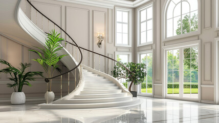 Wall Mural - Luxurious house interior with staircase