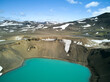 Viti, the lake crater at Krafla, Iceland. Aerial drone shot.