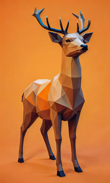 Deer, isolated background, potrait, low poly, wallpaper, background, vertical