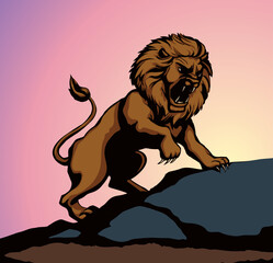 Sticker - Vector drawing. An angry lion