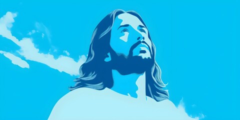 Song of God Jesus Christ, heaven blue clean background wallpaper, Easter Christian banner