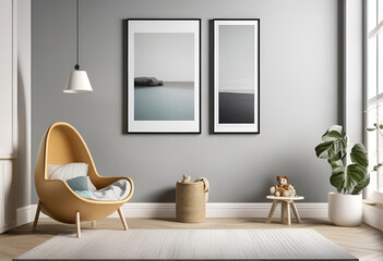 Wall Mural - mockup frame on wall, minimal place, living room, wall art