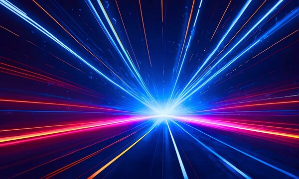 Speed light streaks background with blurred fast moving light effect, Bright colors graphic creative concept. 
