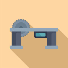 Poster - Cnc tool machine icon flat vector. Design flash center. Milling gear label