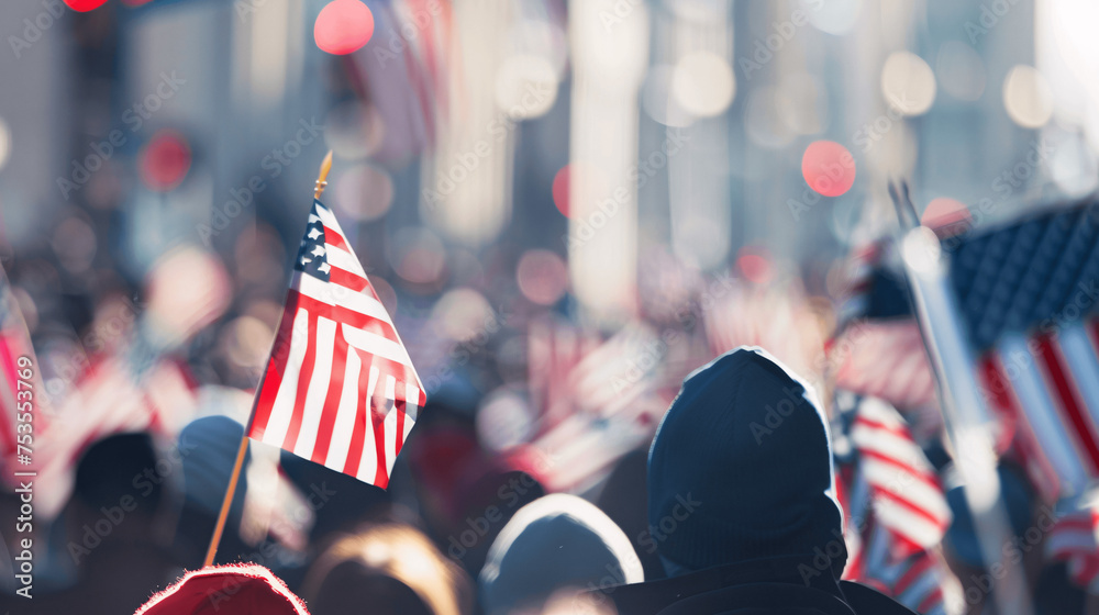 cold tones, Background blur of crowd at political rally in the United ...