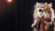 Funny cat singing into the microphone vocal performance