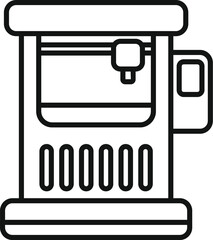 Poster - automated cnc machine icon outline vector. printer control. equipment flash gear