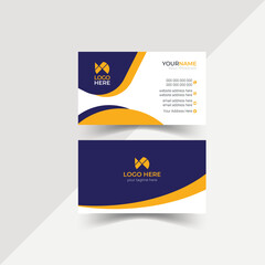 creative corporate modern business card clean double-side personal with blue & orange design natural