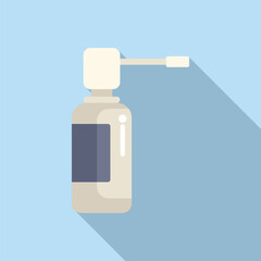 Sticker - Spray bottle icon flat vector. Dosage vitamin immune. Bacterium germ shot