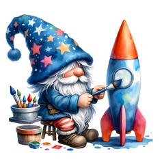 Wall Mural - Gnome and rocket 