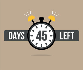 Poster - 45 Days left chronometer. Clock counting days and remaining time, countdown alarm