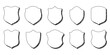 Badge and emblem shapes in doodle sketch style with three-dimensional shading effect