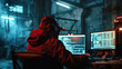 Hacker using malware to crack passwords monitors show