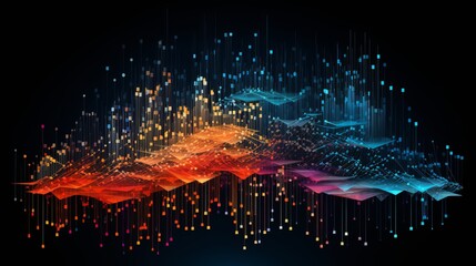 Wall Mural - Vector abstract colorful big data information sorting visualization. Social network, financial analysis of complex databases. Visual information complexity clarification. Intricate data graphic