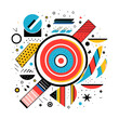 © peppastocker - A colorful, abstract image of a magnifying glass with a red circle in the center. Vector illustration