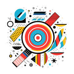 Poster - a colorful, abstract image of a magnifying glass with a red circle in the center. vector illustratio