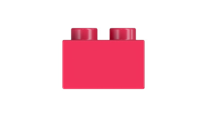 Magenta Pink Lego Block Isolated on a White Background. Close Up View of a Plastic Children Game Brick for Constructors, Side View. High Quality 3D Render with a Work Path. 8K Ultra HD, 7680x4320