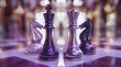 Schachfiguren stehen auf einem edlen Schachbrett, Konzept Intelligenz, richtiger Schachzug