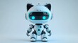 Kleiner Roboter mit Katzenohren, Weißer Roboter mit blauen Augen, weißer minimalistischer Hintergrund