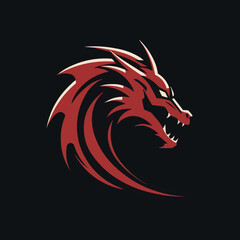 A dragon head with red and black colors. Vector illustration