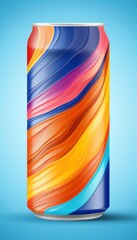 Poster - Mockup aluminum soda can on abstract background with space for text, beverage concept.