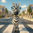 Cute Zebra Crossing The Street