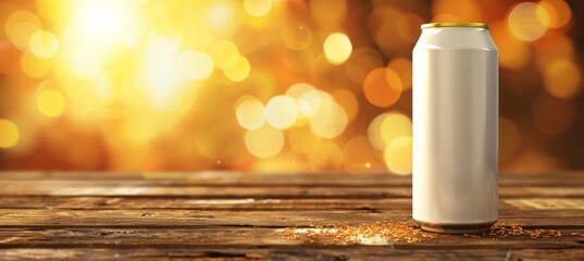 Poster - Empty white aluminum beverage can mockup on abstract background with copy space for text