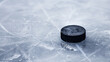 Eishockey, Eishockeypuck, Puck, Scheibe, Eis, Schwarz, Match, Game, See, gefroren, Kalt, Schnee, Eisfläche, Eisstadion, NHL, DEL, Text, Platz für Text, Copytext, Copy space, spiegel, glatt