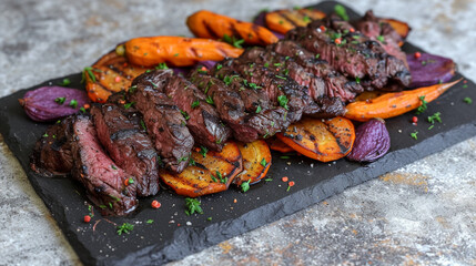 Canvas Print - grilled meat with vegetables