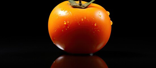 Poster - Vibrant Red Tomato with Lush Green Stem, Fresh Organic Ingredient for Healthy Cooking