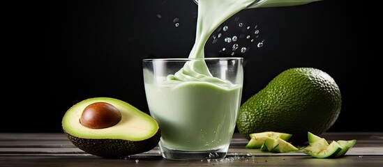 Poster - Refreshing and Healthy Green Smoothie in a Clear Glass on a Wooden Table