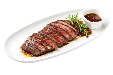 Wall Mural - steak on table isolated on white