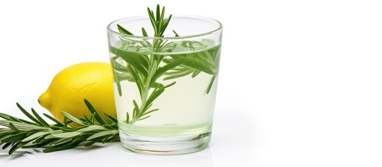 Sticker - Refreshing Lemon Water Infused with Fresh Rosemary in a Transparent Glass