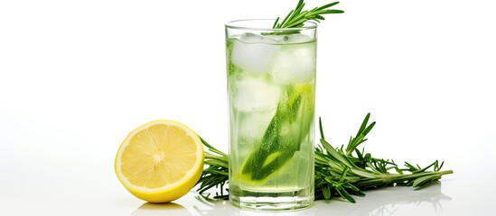 Poster - Refreshing Lemonade Beverage with Zesty Lemon Slice in Elegant Glass Presentation