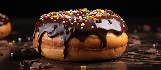 Poster - Indulgent Temptation: Decadent Chocolate Coating on Freshly Baked Dough Sweet Treat