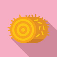 Sticker - Roll stack nature icon flat vector. Haystack grass food. Straw wheat pile