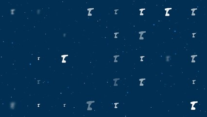 Poster - Template animation of evenly spaced electric screwdriver symbols of different sizes and opacity. Animation of transparency and size. Seamless looped 4k animation on dark blue background with stars