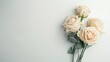 postcard mockup. small bouquet of beige roses on a white background. congratulation. invitation,generative ai