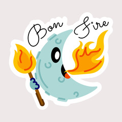 Sticker - Editable flat sticker of bonfire night 