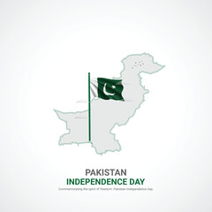 Wall Mural - pakistan independence day. pakistan independence day creative ads design. post, vector, 3D illustration.