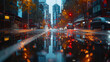 Urban Mirage: Capturing City Lights in Rain Reflections
