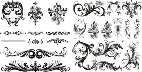  Vector set of calligraphic page decor