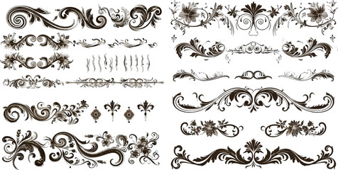 Wall Mural - Vector set of calligraphic design elements