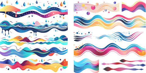 Poster - Set of Dividers, Waves and Geometric Shapes