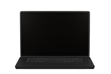 Poster - 3d Realistic laptop computer notebook device with blank white screen display on isolated white background. 3d Black laptop computer notebook. minimal creative design icon. 3d rendering. illustration.