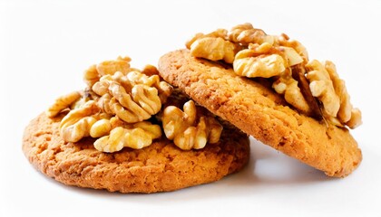 Wall Mural - cookie with walnuts on white backgrounds