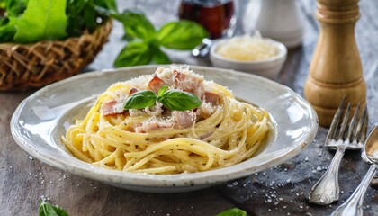 Wall Mural - italian food pasta carbonara